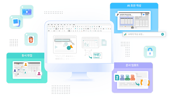 SynapEditor interface: AI draft creation, real-time collaboration, document import