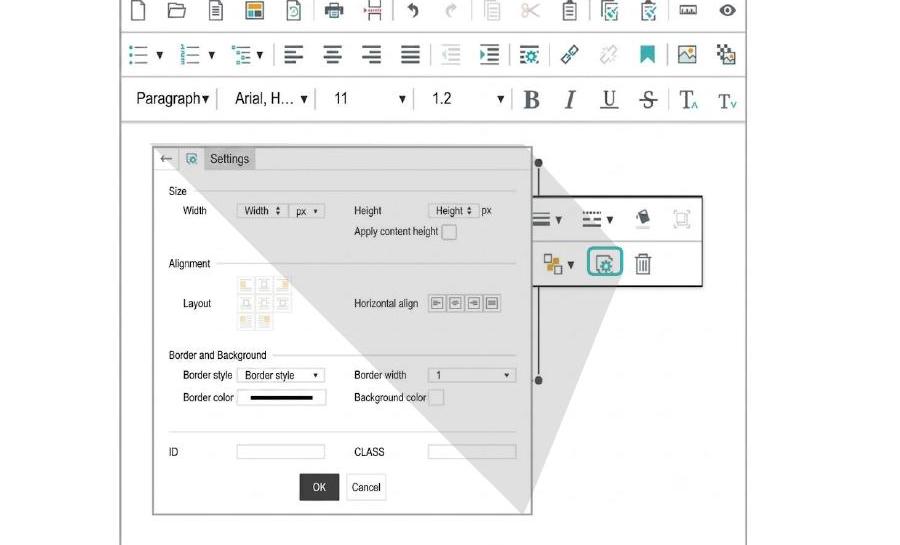 Floating layer editing panel