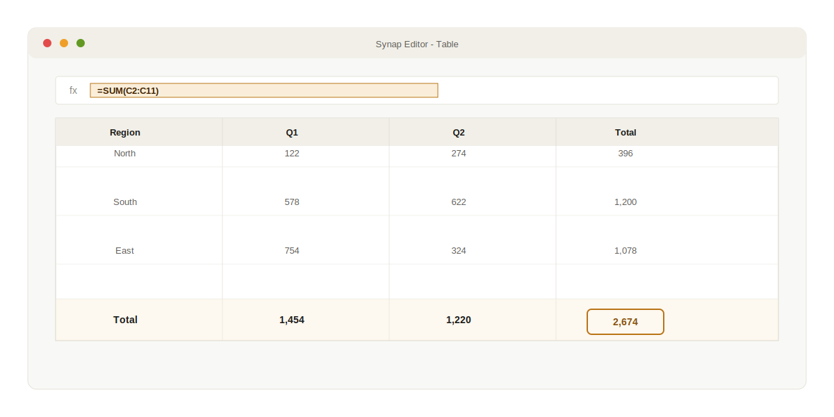 A document management interface showing a structured policy document with a table, edited inside a web-based editor