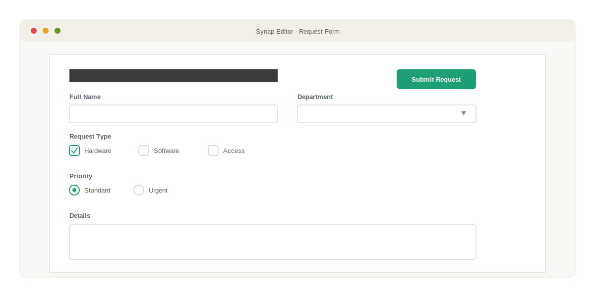A structured input form with text fields, checkboxes, and a submit button, similar to a product registration interface