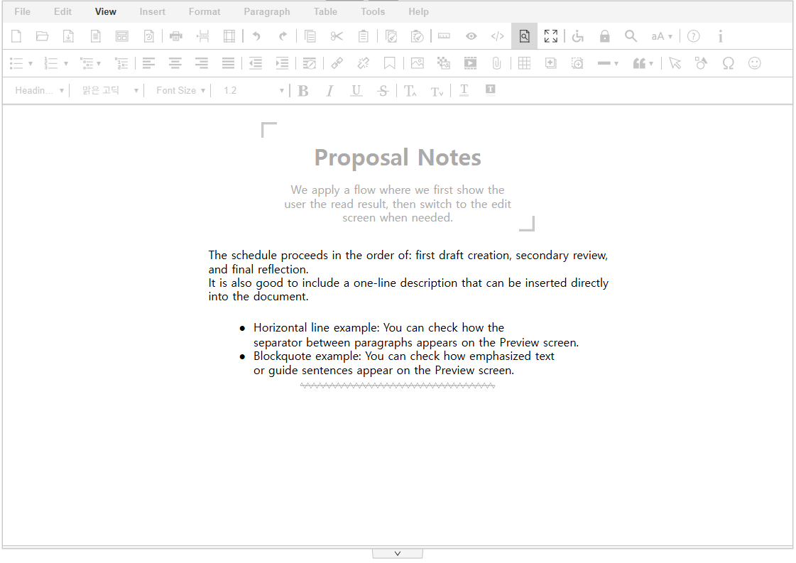 Preview mode editor