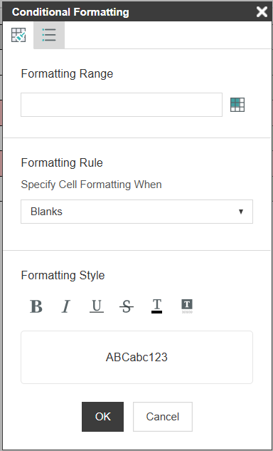 Create conditional formatting tab