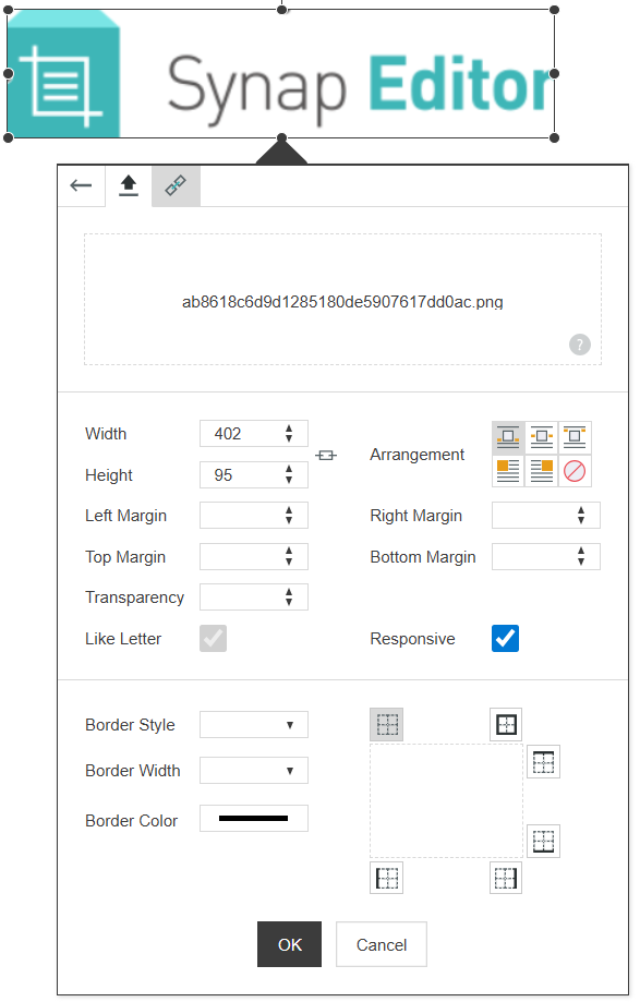 Responsive checkbox in image properties dialog