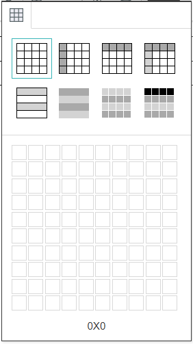 Table popup preview