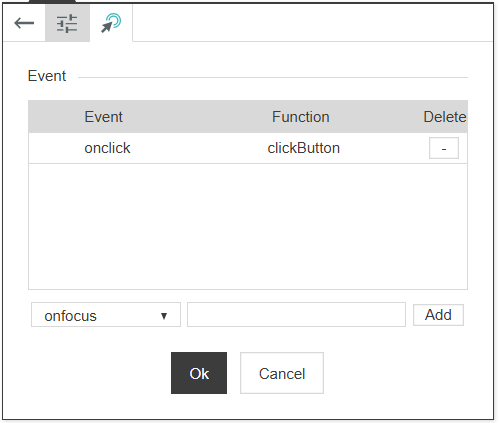 Event setting dialog