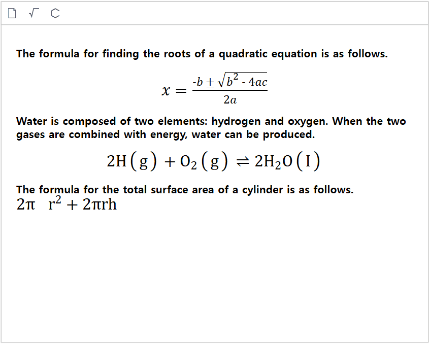 Formula editor example